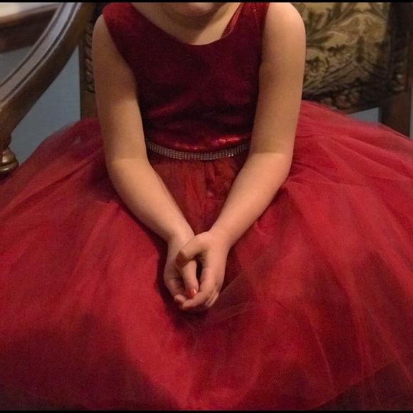 Red velvet and tool Christmas dress 5 t - Picture 2 of 5